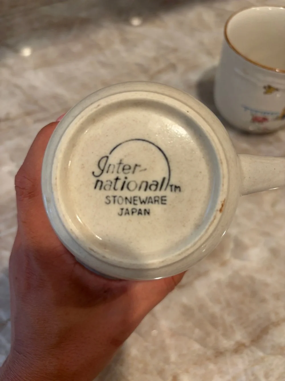 Creamer Stoneware Farmhouse Mug with Hand-Painted Motif